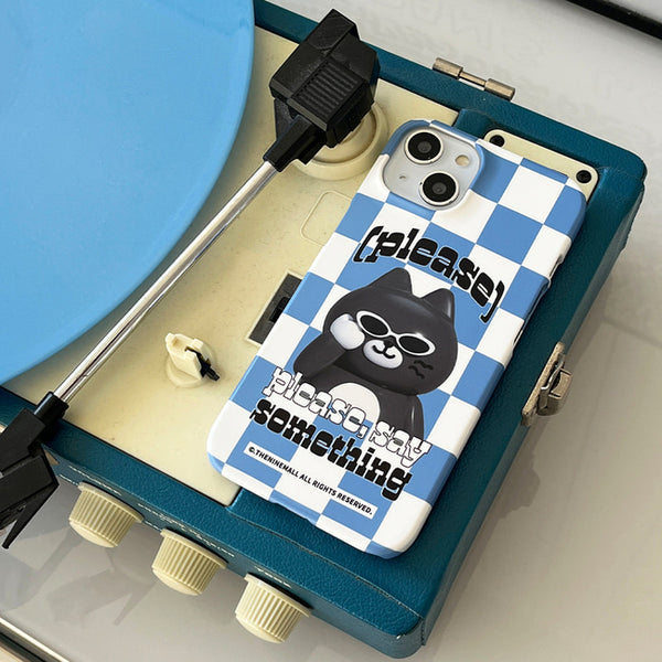 [THENINEMALL] Hey Cat Checkerboard Hard Phone Case (2 types)