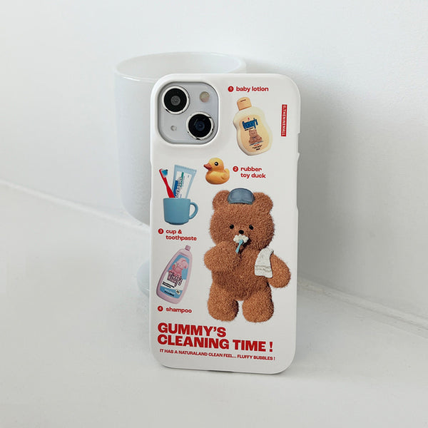 [THENINEMALL] Pattern Cleaning Time Gummy Hard Phone Case (2 types)