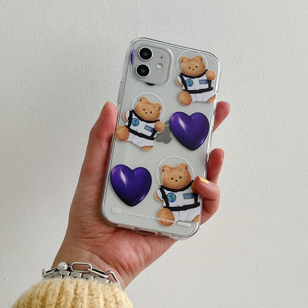 [THENINEMALL] Pattern Heart Space Clear Phone Case (3 types)