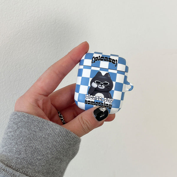 [THENINEMALL] Hey Cat Checkerboard AirPods Hard Case