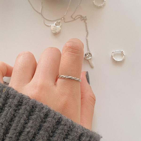 [DUNGEUREON][925 silver] Rope Ring (3colour)