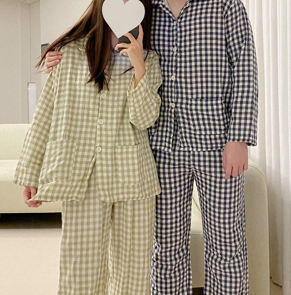 [Juuneedu] Double Cotton Gingham Check Pyjamas