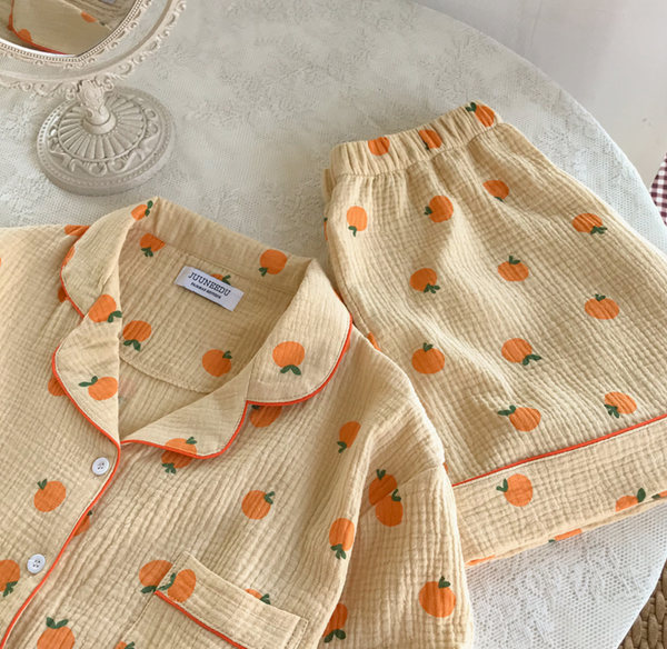 [Juuneedu] Tangerine Cotton Short Sleeve Pyjamas