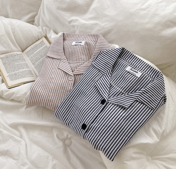 [Juuneedu] Minute Stripe Short Sleeve Pyjamas (2size)