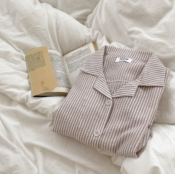 [Juuneedu] Minute Stripe Short Sleeve Pyjamas (2size)