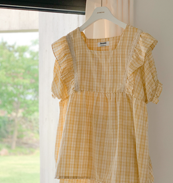 [Juuneedu] Mercy Frill Short Sleeve Pyjamas (3color,2size)