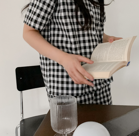 [Juuneedu] Amber Cotton Short Sleeve Pyjamas (1color)