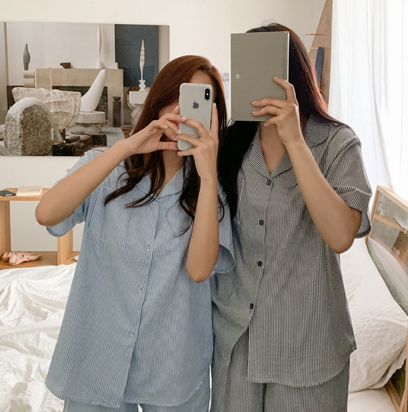 [Juuneedu] Sleepy Stripe Short Sleeve Pyjamas (5 colours)