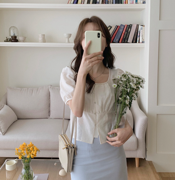 [SLOWAND] Square Neck Blouse