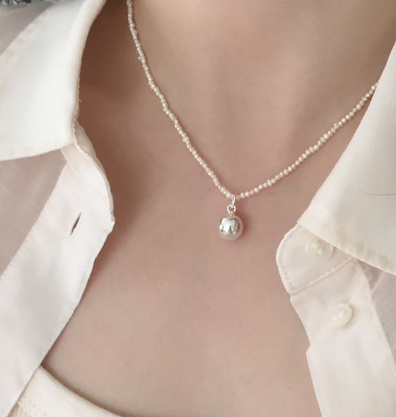 [moat] Mini Pearl Ball Necklace (silver925)