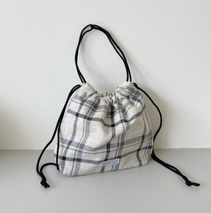 [SLOWSTITCH] Linen Check String Mini Bag