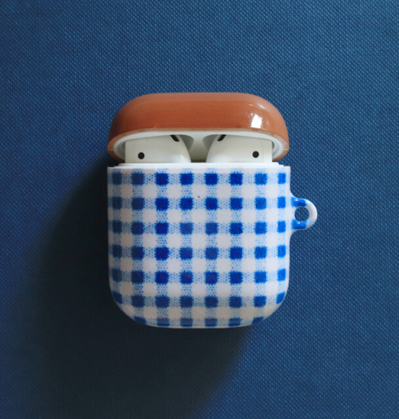 [Malgrecela] Gingham Blue Check AirPods Case (Glossy)