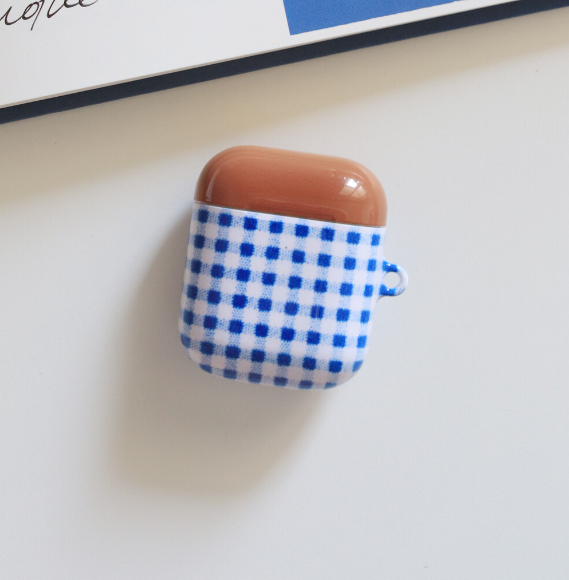 [Malgrecela] Gingham Blue Check AirPods Case (Glossy)