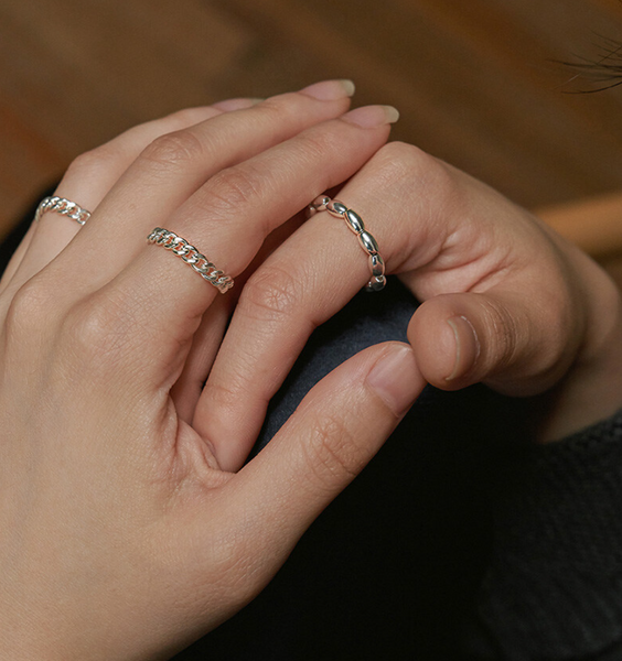 [IAMJOY] Oval Ball Daily String Ring (silver925)