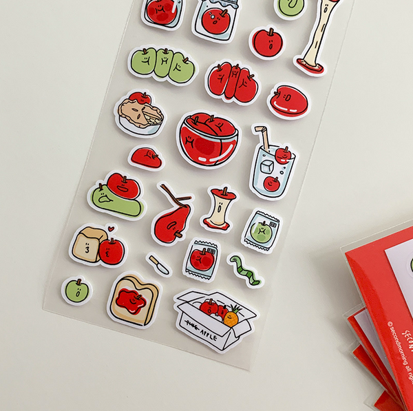 [second morning] Fluffy Apple Removable Sticker