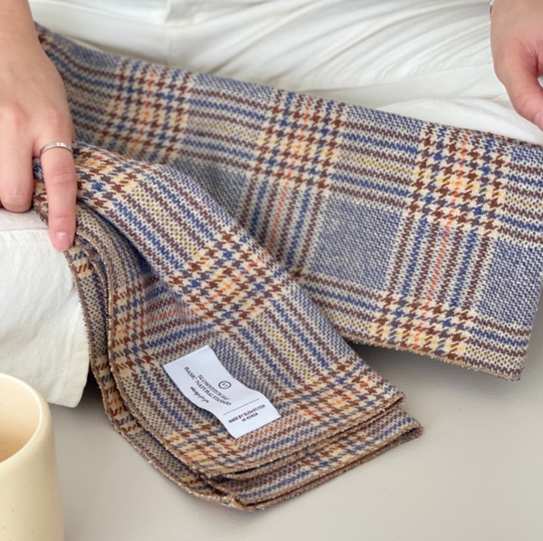 [SLOWSTITCH] Vintage Blue Check Muffler