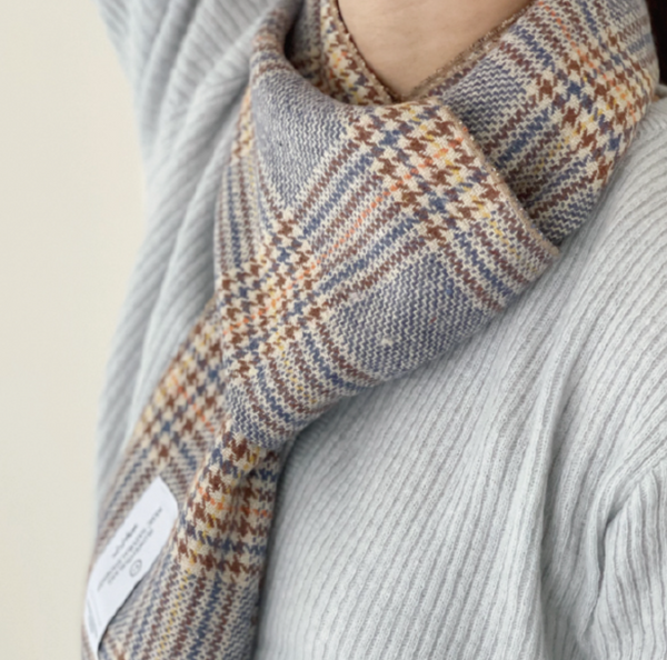 [SLOWSTITCH] Vintage Blue Check Muffler