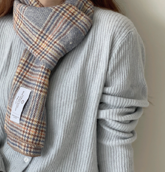 [SLOWSTITCH] Vintage Blue Check Muffler