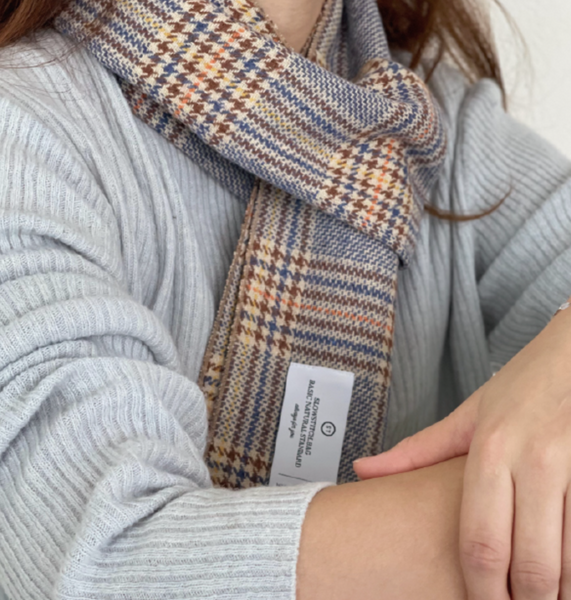 [SLOWSTITCH] Vintage Blue Check Muffler