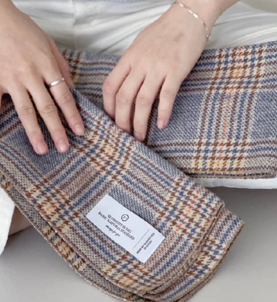 [SLOWSTITCH] Vintage Blue Check Muffler