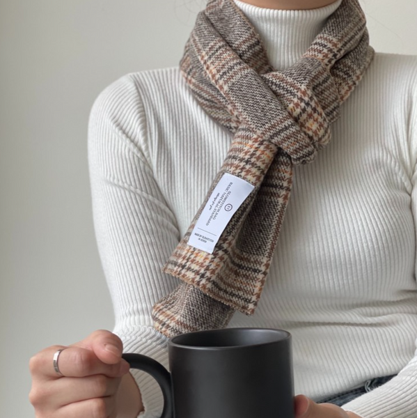 [SLOWSTITCH] Vintage Brown Check Muffler