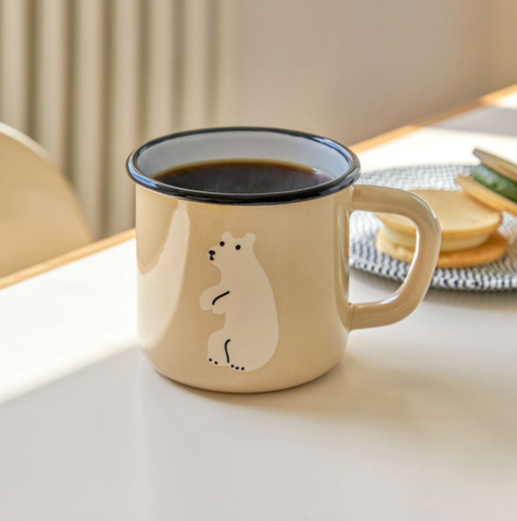 [WARMGREYTAIL] HUGGY BEAR BEIGE MUG CUP 350ml