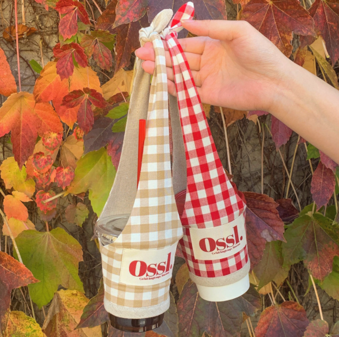 [Ossl] Handmade Check Drink Bag