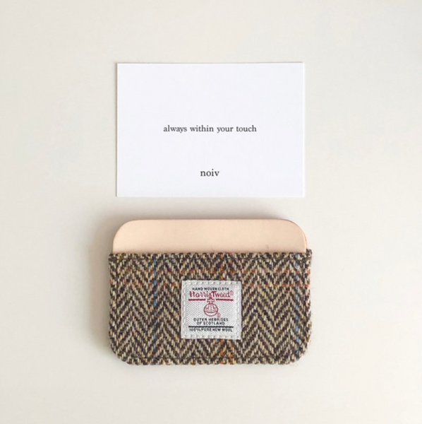 [noiv] Harris Tweed Card Wallet - Beige Brown