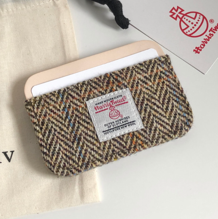 [noiv] Harris Tweed Card Wallet - Beige Brown