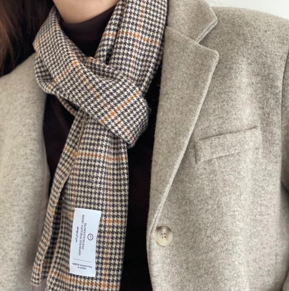 [SLOWSTITCH] Classic Check Brown Muffler