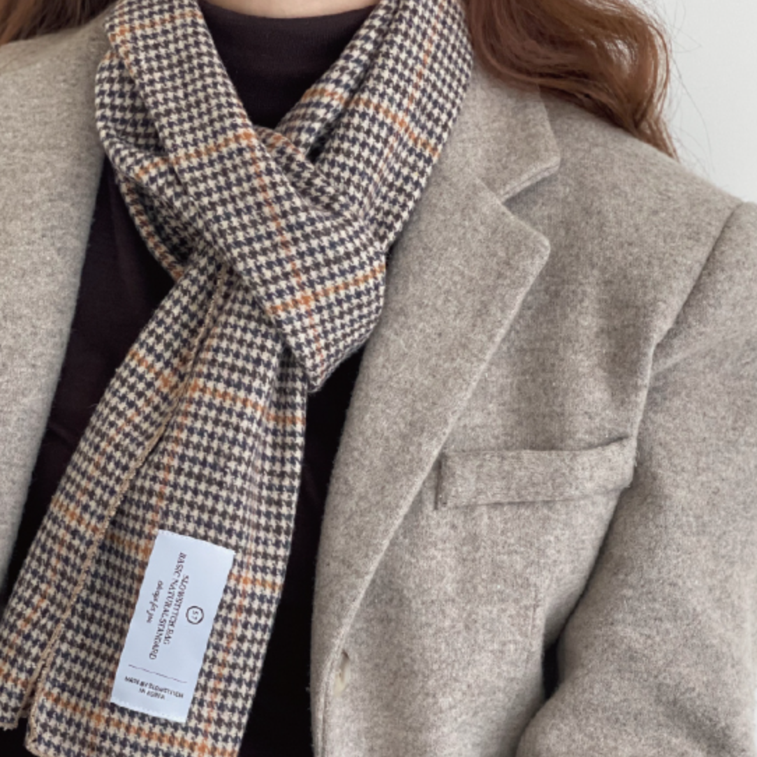 [SLOWSTITCH] Classic Check Brown Muffler