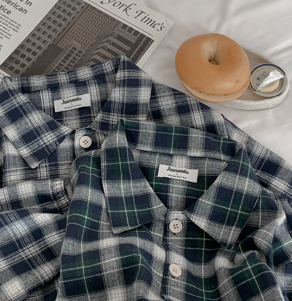 [Juuneedu] Cornell Napping Check Pajamas (2size/2colour)