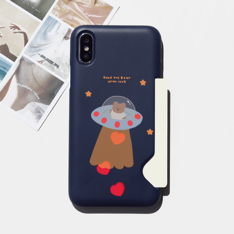 [MOMO CASE] 335 하트슝슝곰(네이비) Phone Case