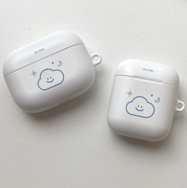 [skyfolio] White Line Cloud Airpods Case