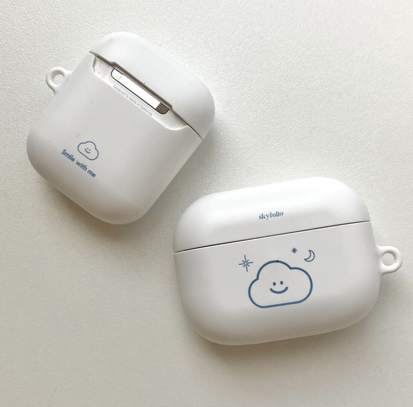 [skyfolio] White Line Cloud Airpods Case