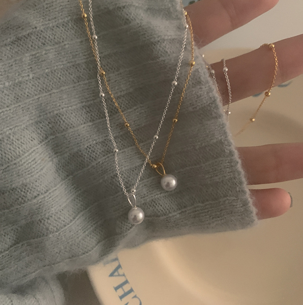 [moat] Dot Pearl Necklace (silver925)