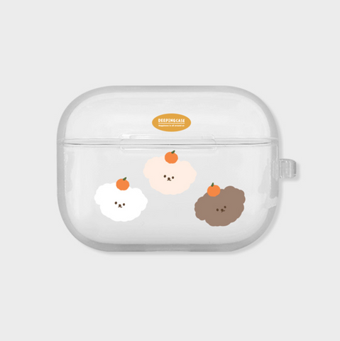 [DEEPING CASE] 한라봉 콩이 패턴 Clear Airpods Case
