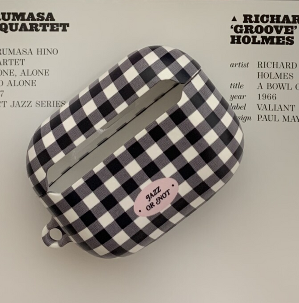 [JAZZ OR NOT] Vintage Gingham-Black Airpods Case