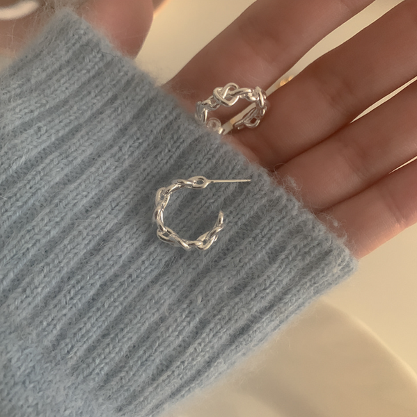 [moat] Heart Weave Earring (silver925)