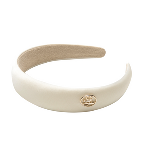 [MARITHÉ FRANÇOIS GIRBAUD] CIRCLE LOGO SATIN HAIRBAND ivory