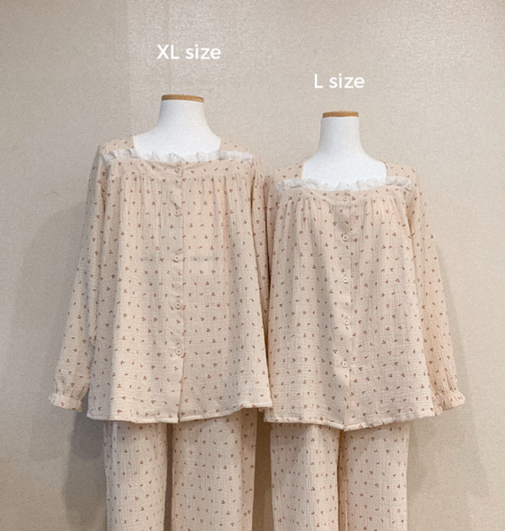 [Juuneedu] Cherry Frill Long Sleeve Pyjamas