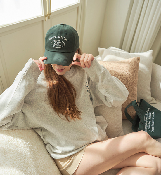 [Single Mansion] Original Sweatshirt (Melange Grey/Deep Green)