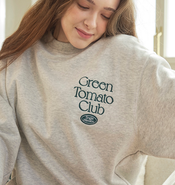 [Single Mansion] Original Sweatshirt (Melange Grey/Deep Green)