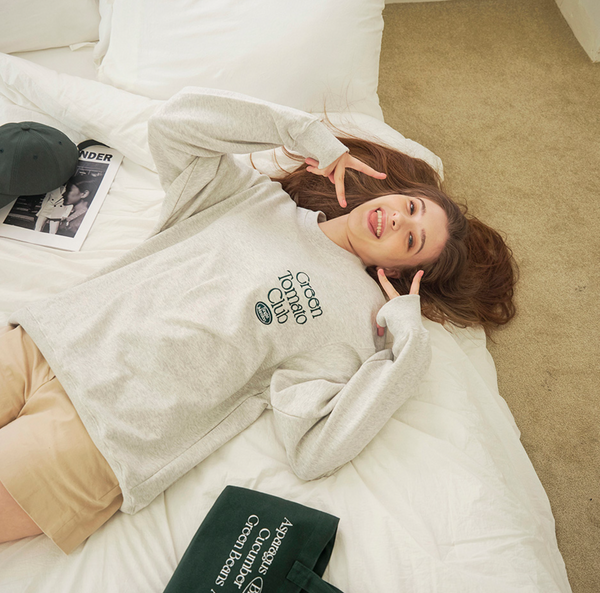 [Single Mansion] Original Sweatshirt (Melange Grey/Deep Green)