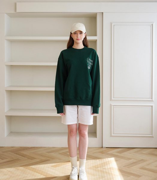 [Single Mansion] Original Sweatshirt (Melange Grey/Deep Green)