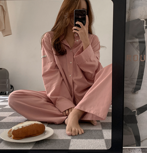 [Juuneedu] J'eu Breeze Cotton Single Collar Pyjama Set