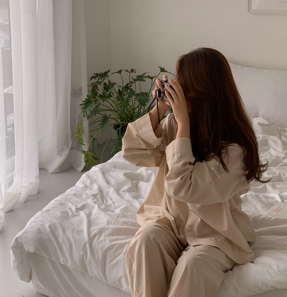 [Juuneedu] J'eu Breeze Cotton Single Collar Pyjama Set