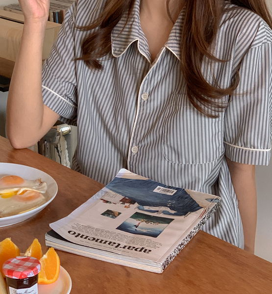 [Juuneedu] J'eu Greek Stripe Short Sleeve Pyjama Set