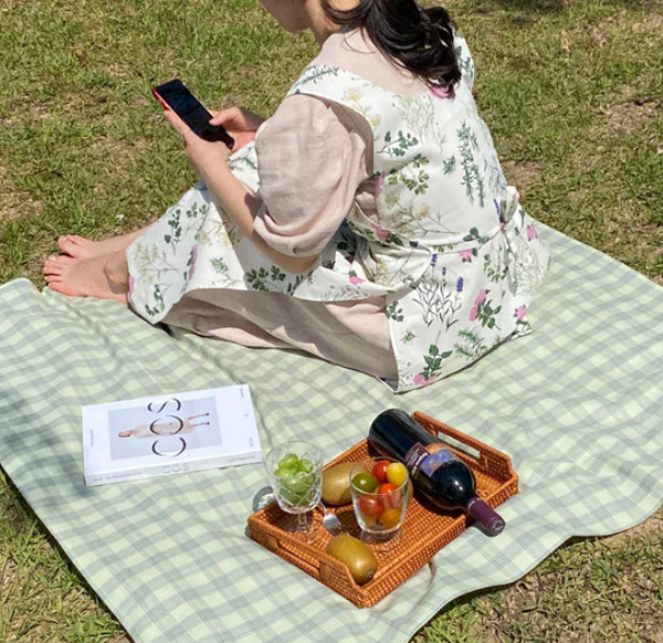 Classic Check Waterproof Linen Picnic Mat