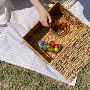 Pastel Check Waterproof Linen Picnic Mat